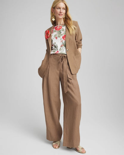 Chico's Linen Stretch Blazer Teakwood