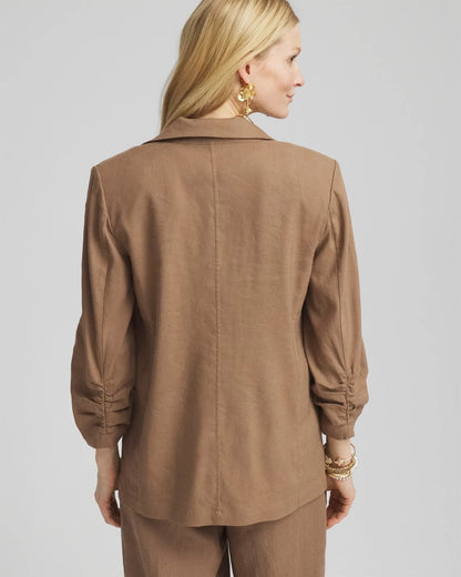 Chico's Linen Stretch Blazer Teakwood