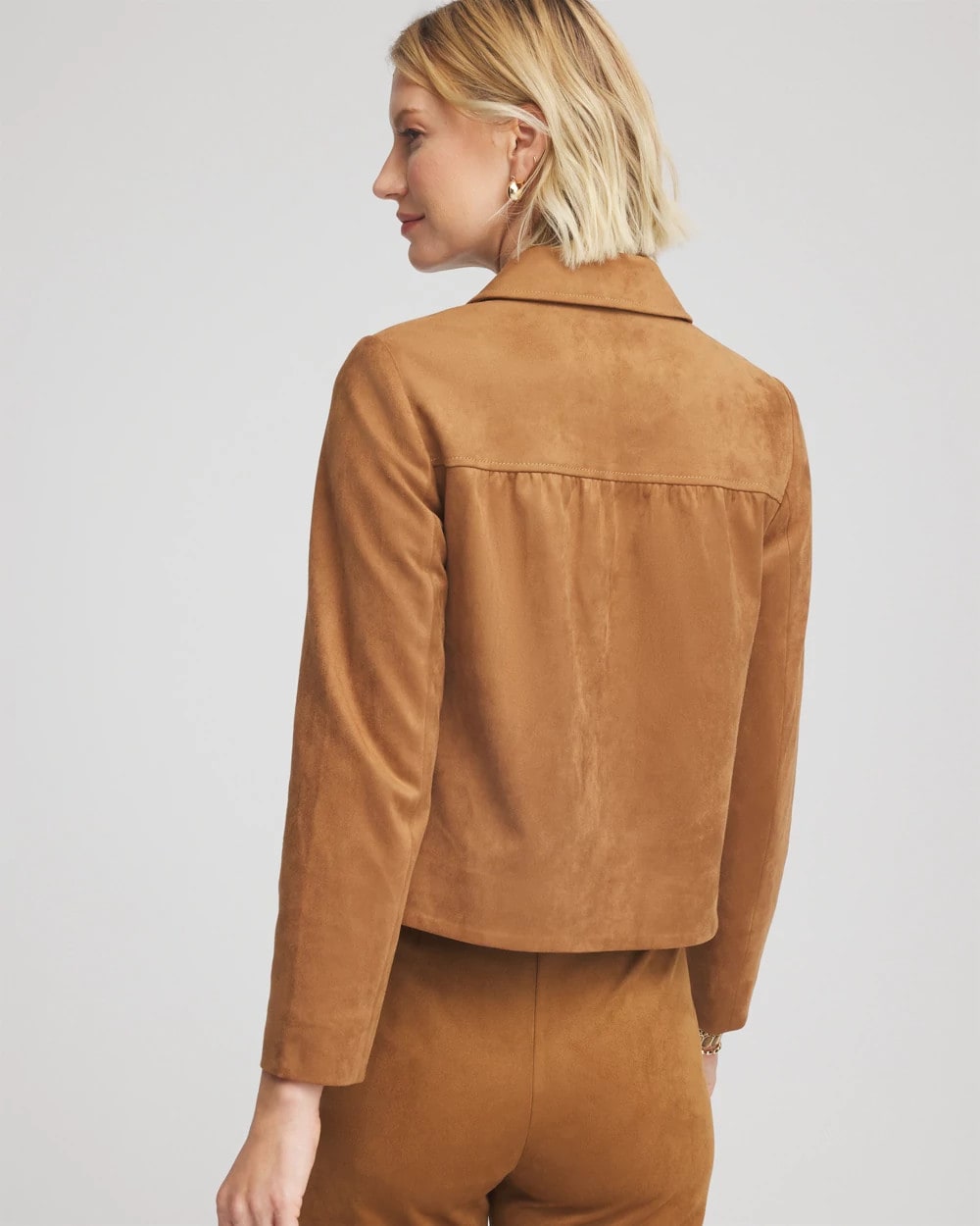 Chico's Suede Cropped Jacket Burnt Sienna