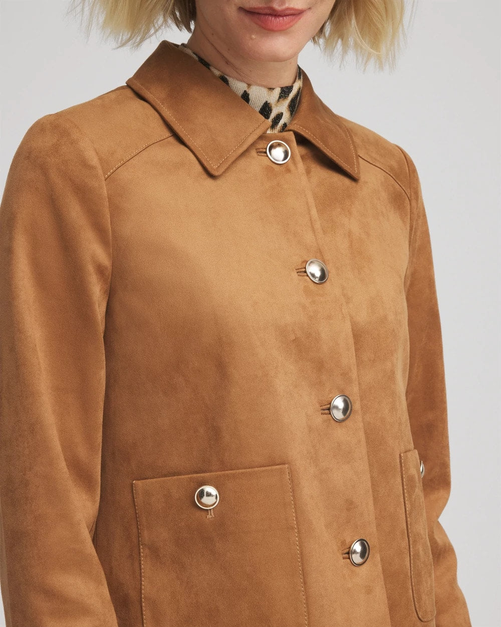 Chico's Suede Cropped Jacket Burnt Sienna