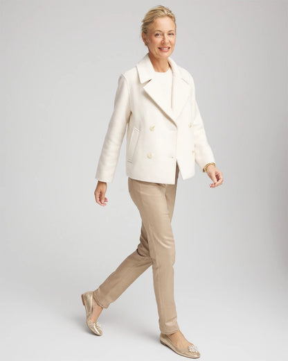 Chico's Wool Peacoat English Cream