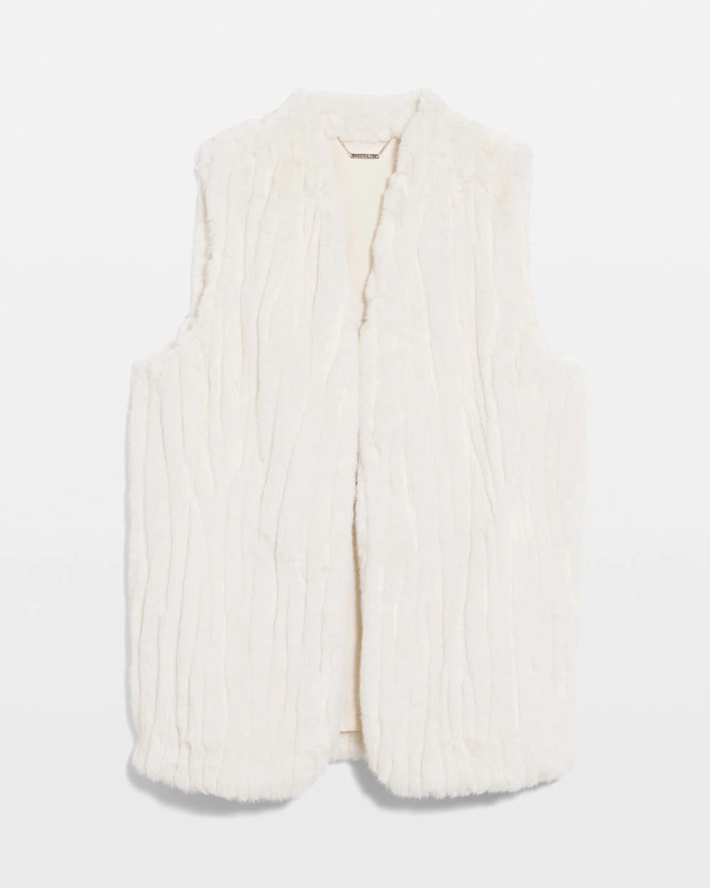 Chico's Elongated Faux Fur Vest English Cream