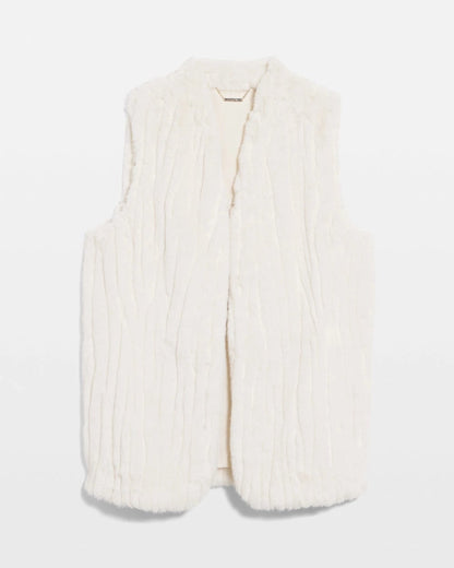 Chico's Elongated Faux Fur Vest English Cream
