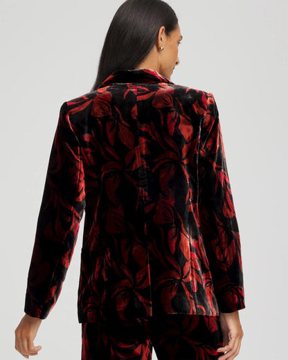 Chico's Velvet Printed Blazer Black