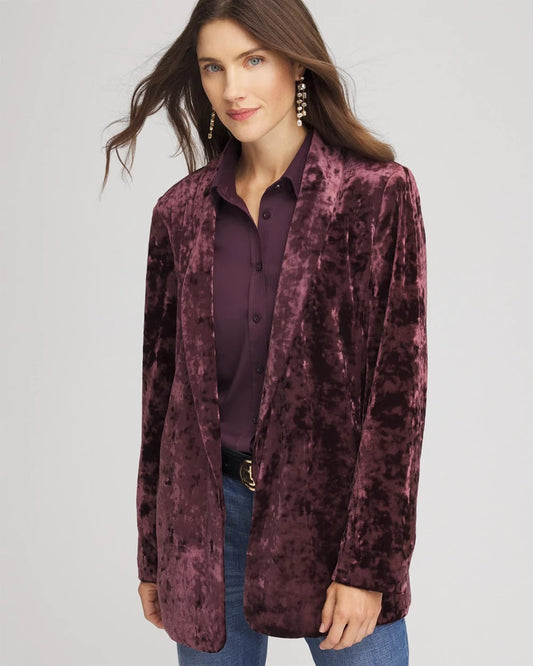Chico's Crushed Velvet Blazer Night Bloom
