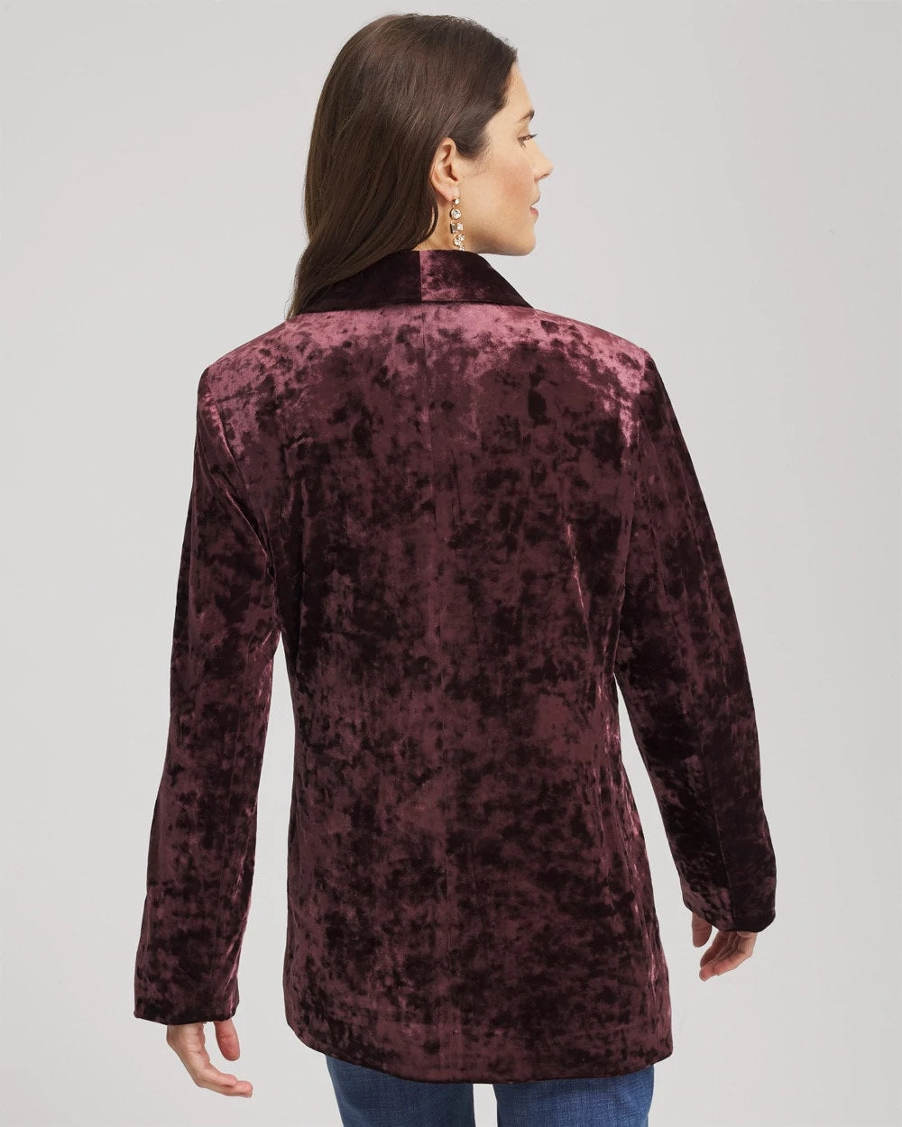 Chico's Crushed Velvet Blazer Night Bloom