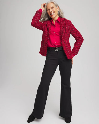 Chico's Red Tweed Sequins Blazer Red
