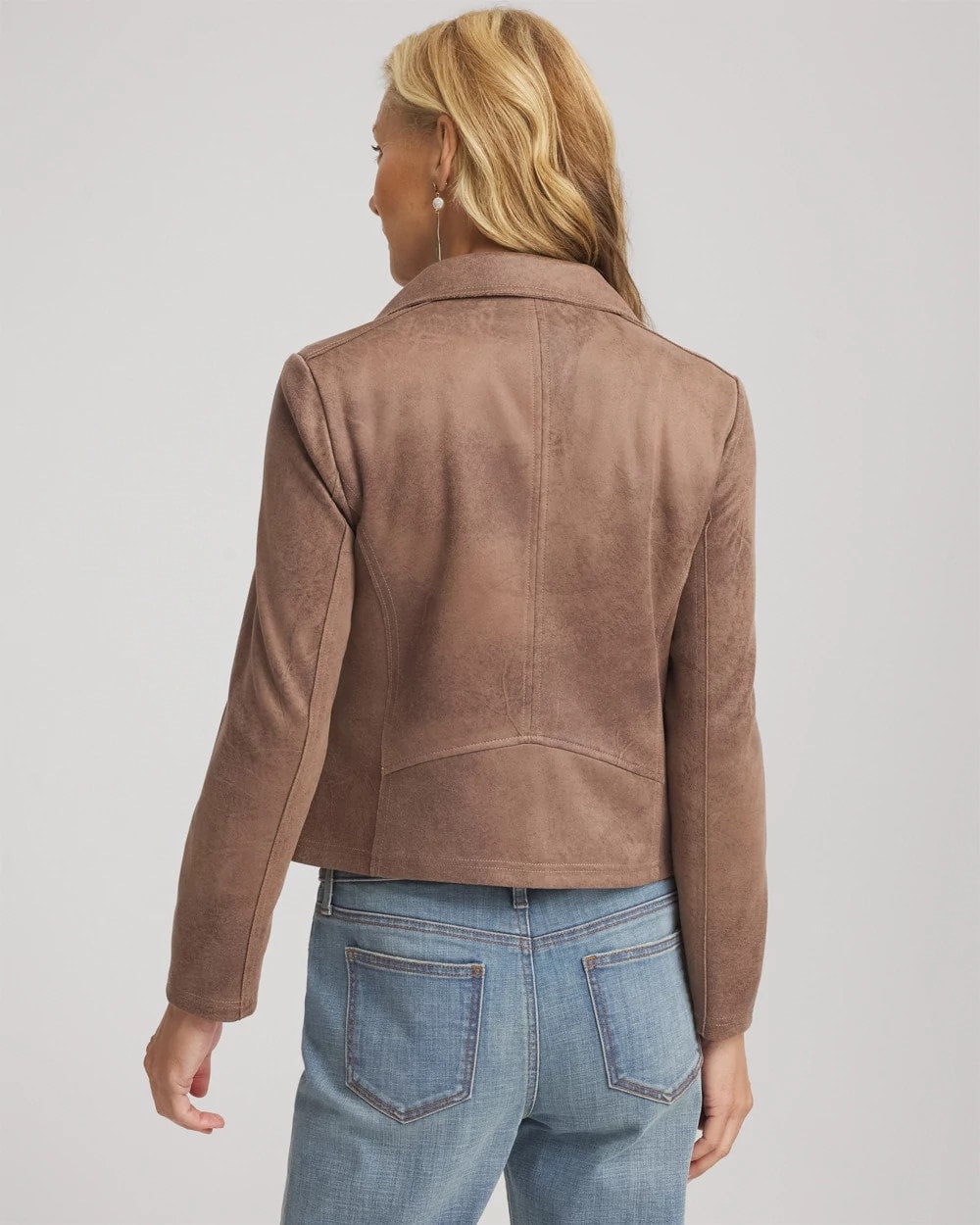 Chico's Suede Moto Jacket Dried Mushroom