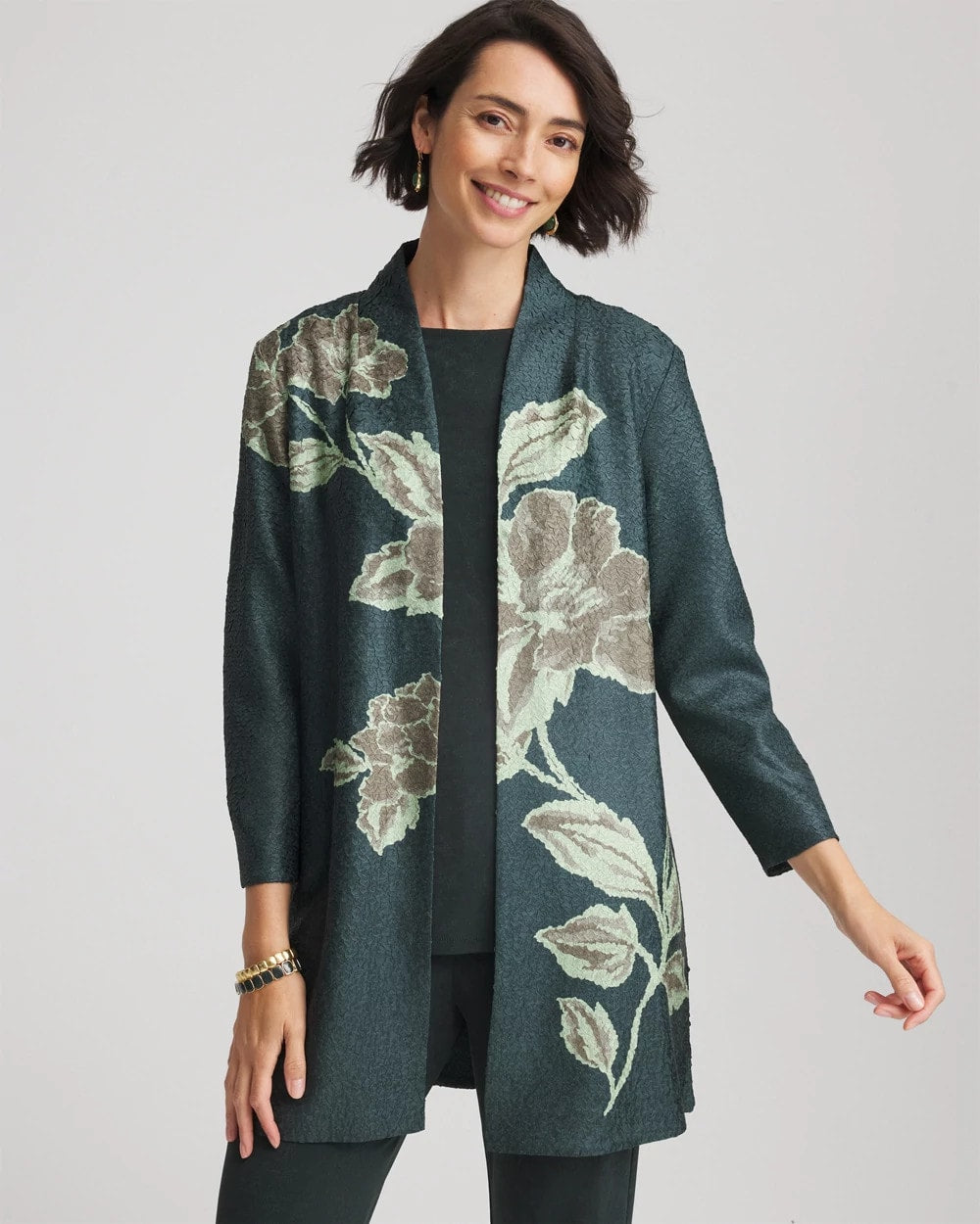 Chico's Travelers™ Collection Artisanal Crushed Reversible Jacket Darkest Spruce