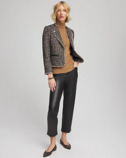 Chico's Tweed Mix Moto Jacket Black