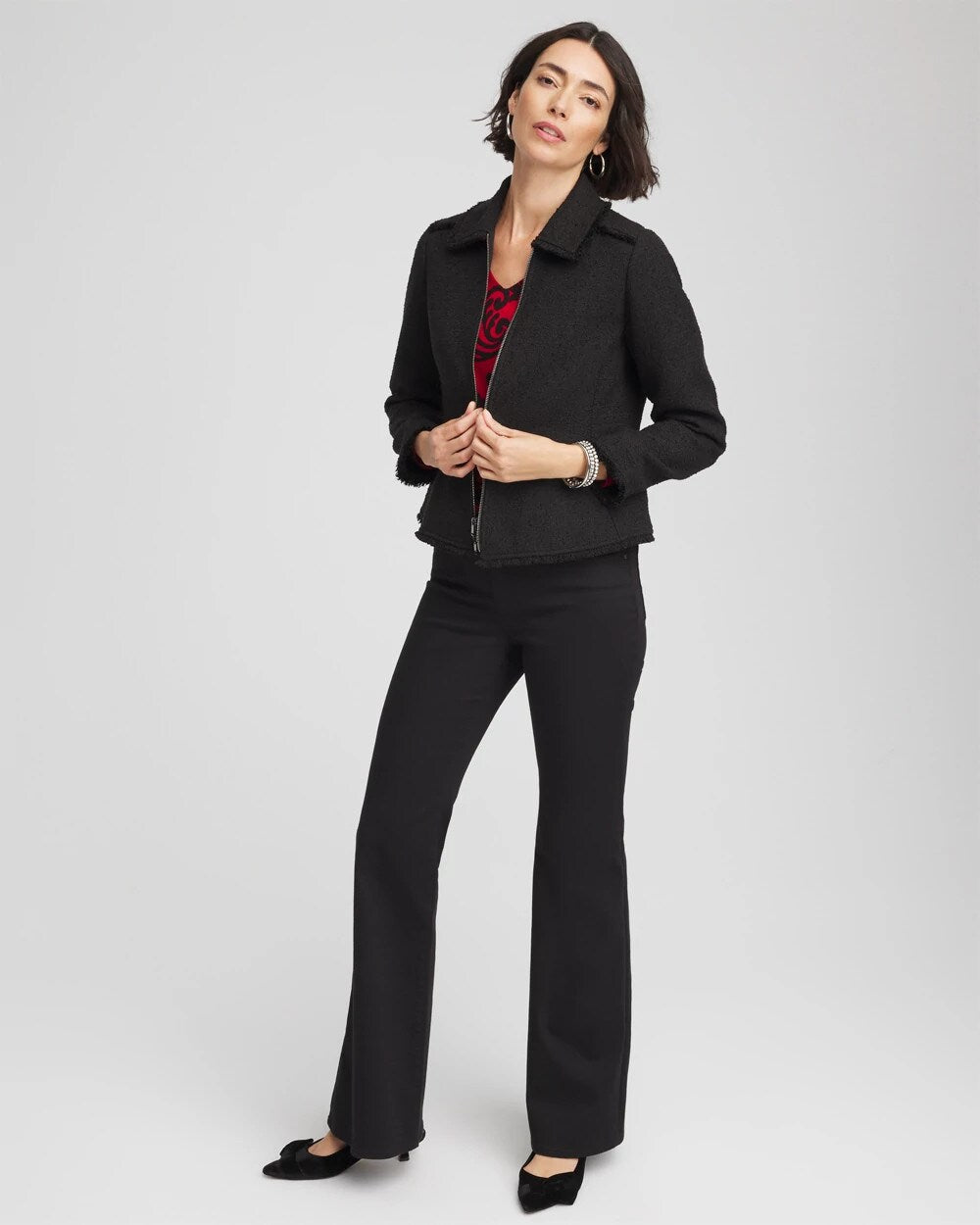 Chico's Bouclé Peplum Jacket Black
