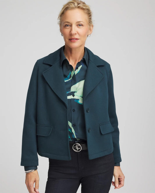 Chico's Plush Knit Blazer Teal Shadow