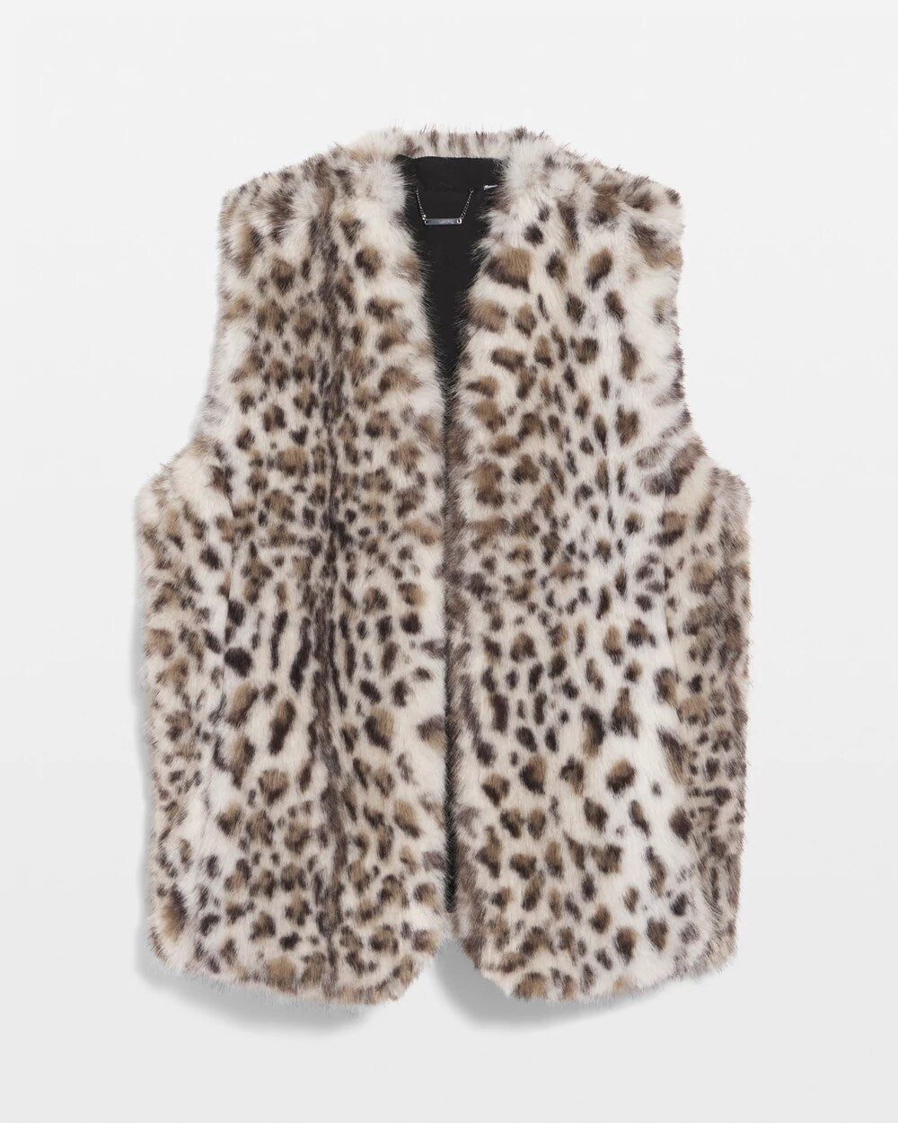 Chico's Snow Leopard Faux Fur Vest Cream