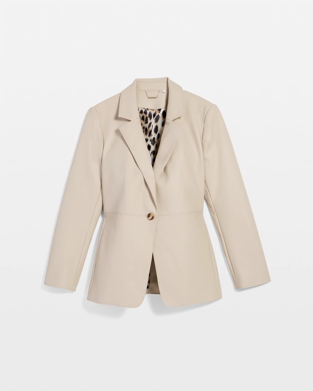 Chico's Faux Leather Blazer Ivory Wheat
