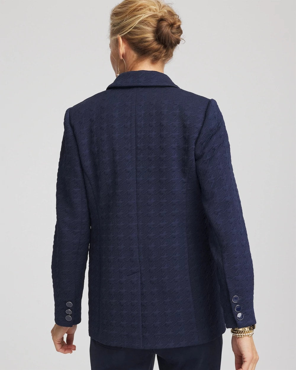 Chico's Textured Single-Breasted Knit Blazer Passport Blue