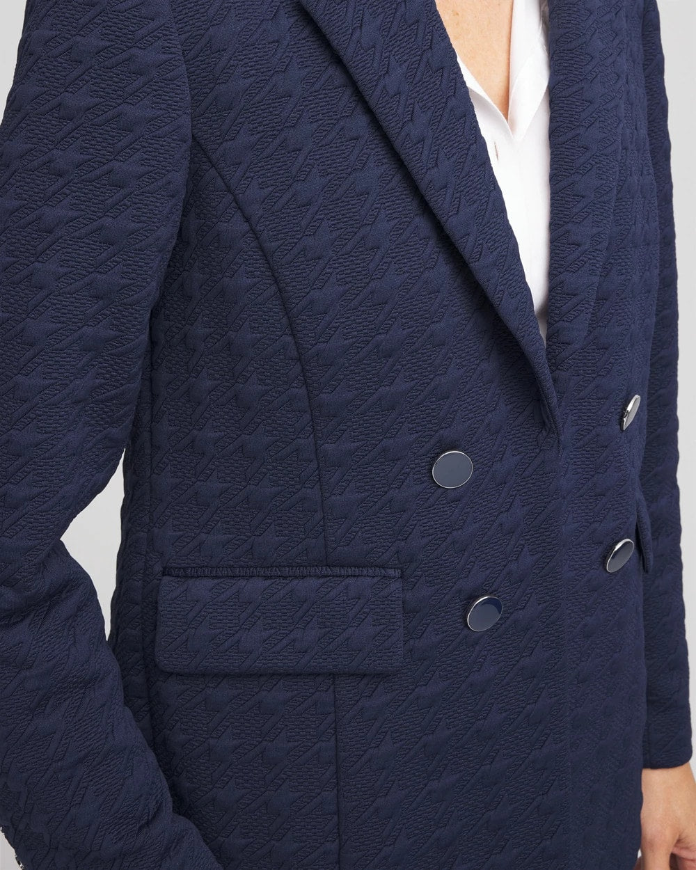 Chico's Textured Single-Breasted Knit Blazer Passport Blue