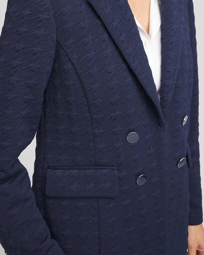 Chico's Textured Single-Breasted Knit Blazer Passport Blue