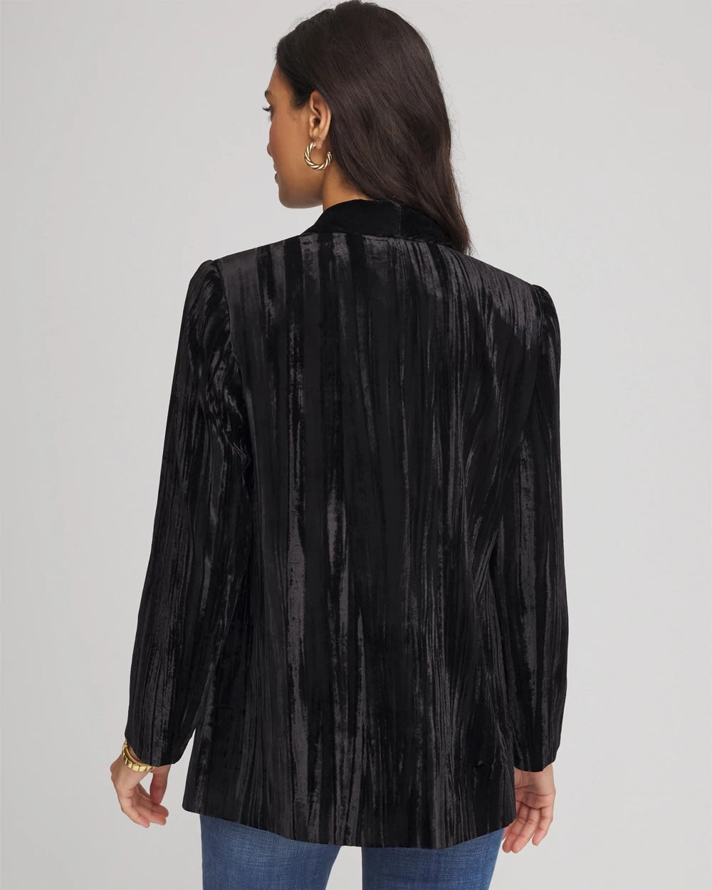Chico's Velvet Shawl Collar Blazer Black