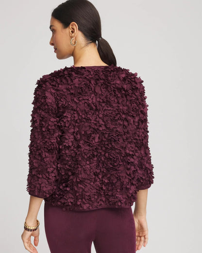 Chico's Travelers™ Collection Textured Rosette Jacket Blackened Burgundy