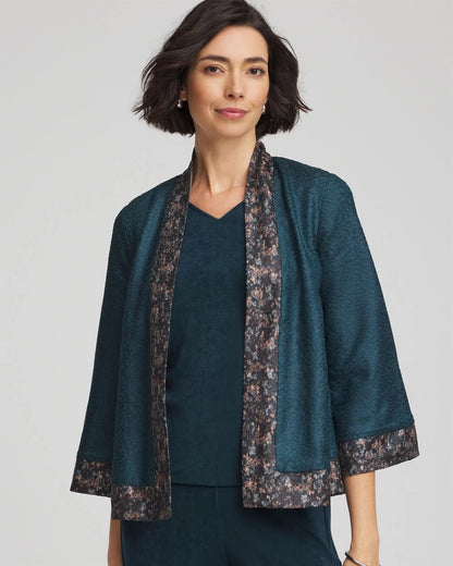 Chico's Travelers™ Collection Crystal Crushed Reversible Jacket Teal Shadow