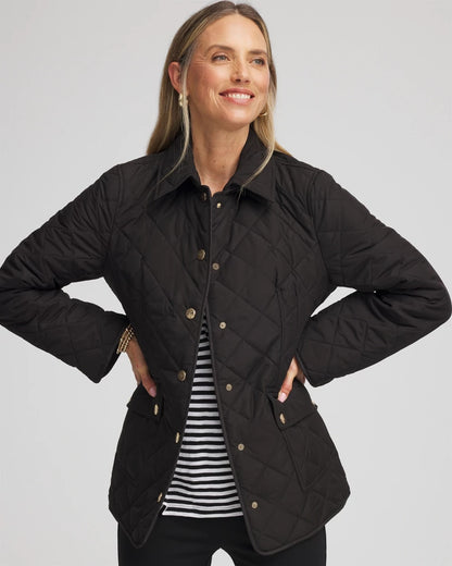 Chico's Quilted Barn Jacket Black