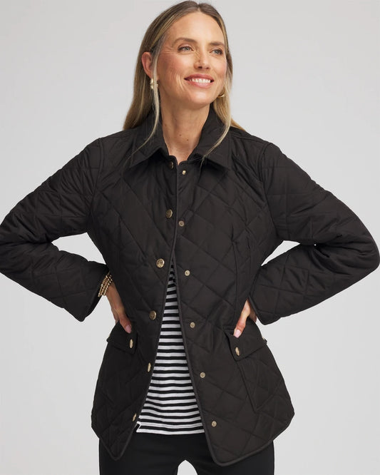 Chico's Quilted Barn Jacket Black