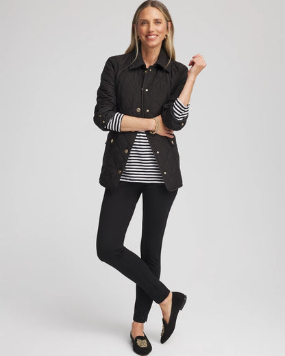 Chico's Quilted Barn Jacket Black