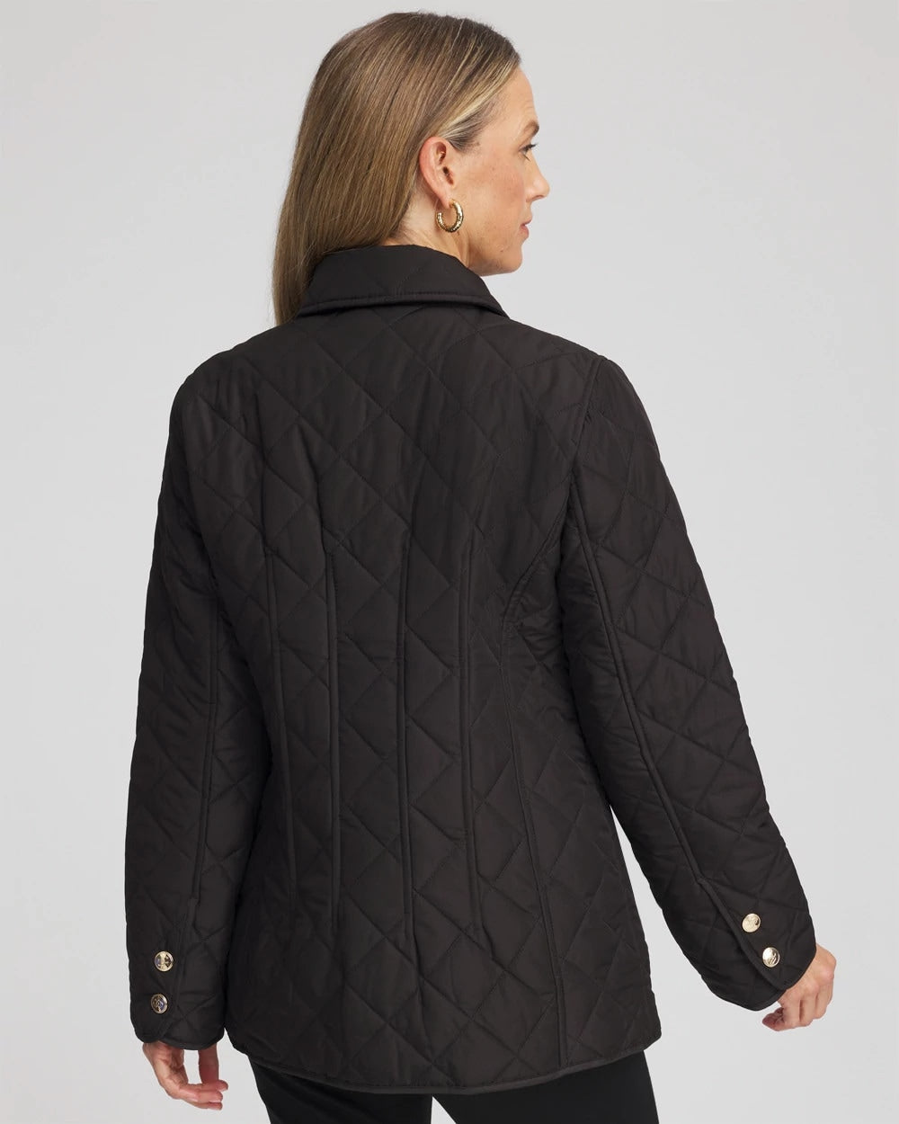 Chico's Quilted Barn Jacket Black