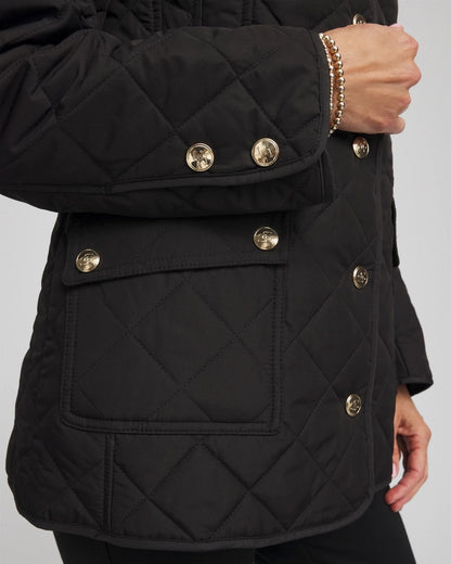Chico's Quilted Barn Jacket Black