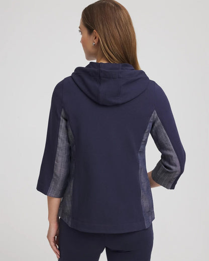 Chico's Zenergy® French Terry & Chambray Jacket Passport Blue