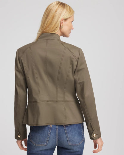 Chico's Peplum Field Jacket Nettle Leaf