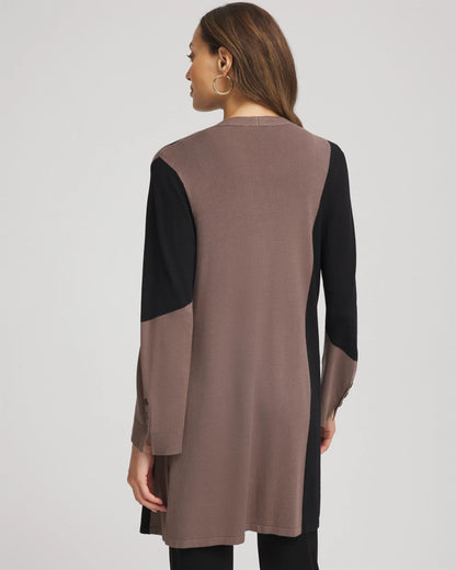 Chico's Travelers™ Collection Colorblock Cardigan Deep Taupe