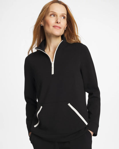 Chico's Zenergy® Soft Contrast Half Zip Pullover Black