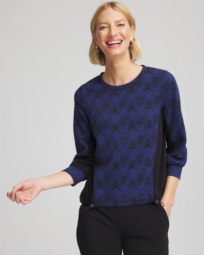 Chico's Zenergy® Jacquard Bungee Top Dark Harbor