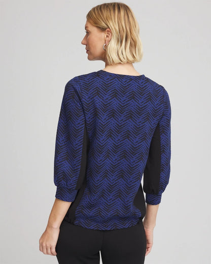 Chico's Zenergy® Jacquard Bungee Top Dark Harbor
