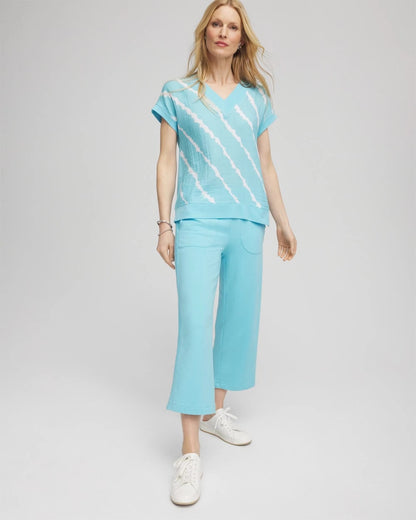 Chico's Zenergy® French Terry Gauze-Inset Cropped Pants Paradiso Blue