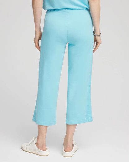 Chico's Zenergy® French Terry Gauze-Inset Cropped Pants Paradiso Blue