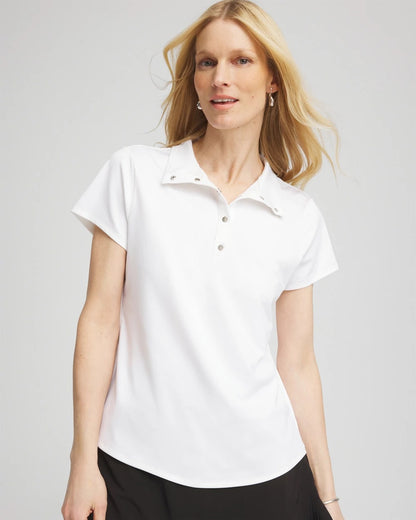 Chico's Zenergy® UPF Mockneck Short-Sleeve Top Alabaster