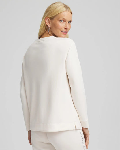 Chico's Zenergy® Rhinestone Pullover Top English Cream