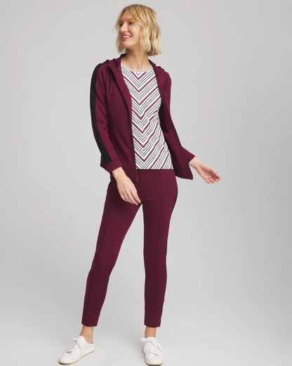 Chico's Zenergy® Soft Brushed Striped Top Deep Chianti