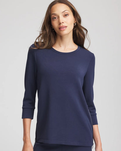 Chico's Zenergy® Satin-Trim Tunic Passport Blue