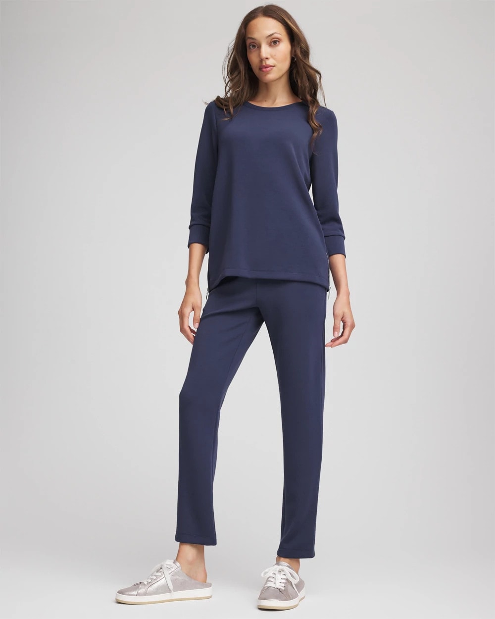 Chico's Zenergy® Satin-Trim Tunic Passport Blue
