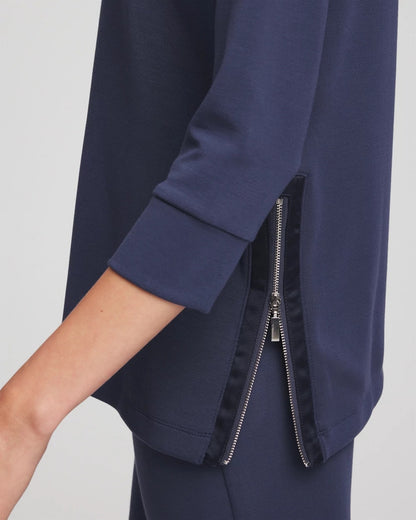 Chico's Zenergy® Satin-Trim Tunic Passport Blue