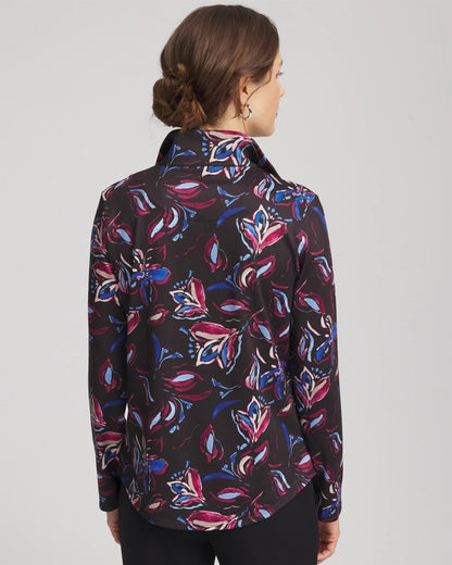 Chico's Zenergy® UPF Floral Half-Zip Pullover Top Deep Chianti