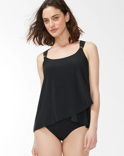 Chico's Miraclesuit Razzle Dazzle Tankini Top Black