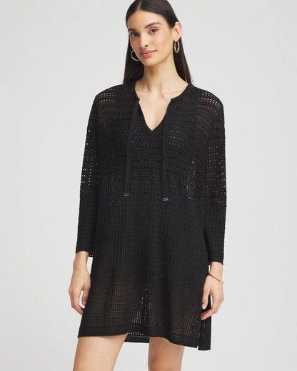 Chico's Chico's Tie-Front Beach Swimsuit Cover-Up Black
