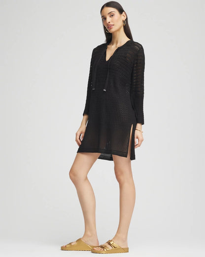 Chico's Chico's Tie-Front Beach Swimsuit Cover-Up Black