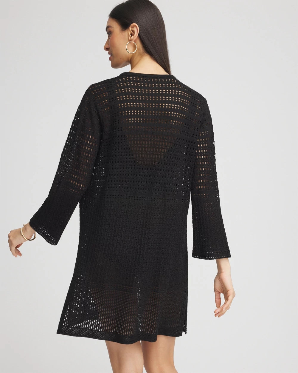 Chico's Chico's Tie-Front Beach Swimsuit Cover-Up Black