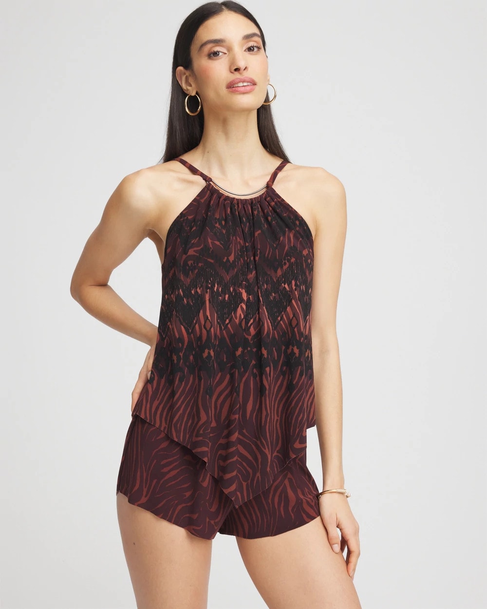 Chico's Magicsuit® Goldie Zabra Romper Multi Brown