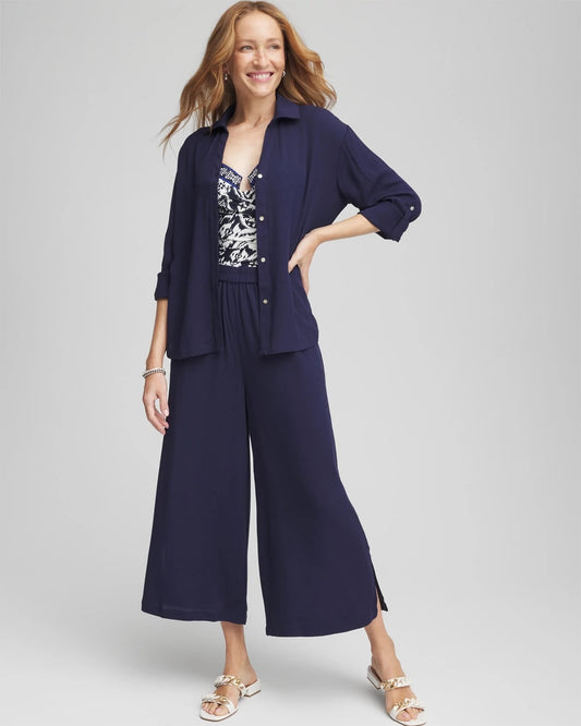 Chico's Chico's Beach Swimsuit Cover-Up Set Passport Blue